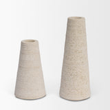 Cono Off-White Marble Cone Shaped Candle Holders (Set of 2)