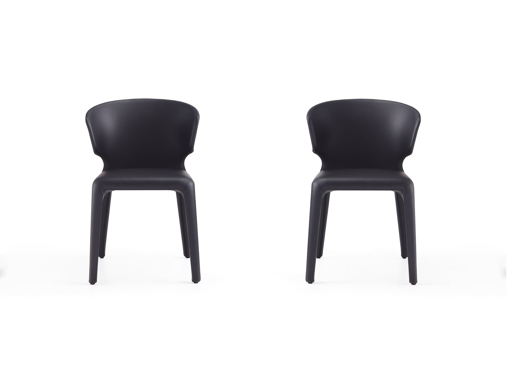 Conrad Leather Dining Chair in Black (set of 2) - Ornate Home