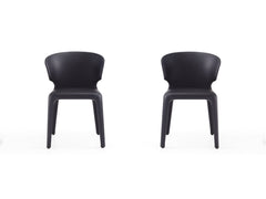 Conrad Leather Dining Chair in Black (set of 2) - Ornate Home