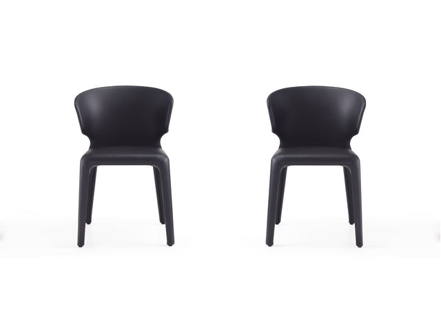 Conrad Leather Dining Chair in Black (set of 2) - Ornate Home