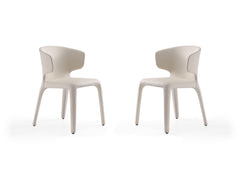 Conrad Leather Dining Chair in Cream (set of 2) - Ornate Home