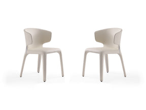 Conrad Leather Dining Chair in Cream (set of 2) - Ornate Home