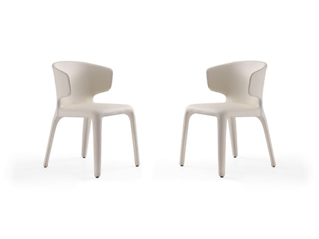 Conrad Leather Dining Chair in Cream (set of 2) - Ornate Home