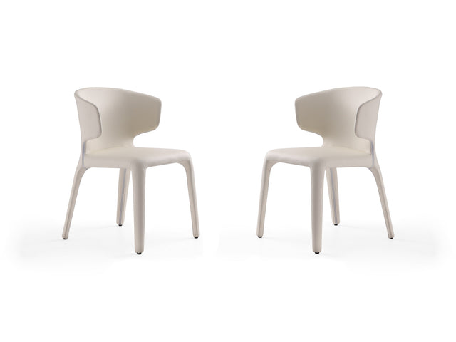 Conrad Leather Dining Chair in Cream (set of 2) - Ornate Home