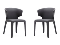 Conrad Leather Dining Chair in Grey (set of 2) - Ornate Home