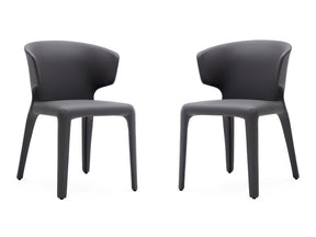 Conrad Leather Dining Chair in Grey (set of 2) - Ornate Home