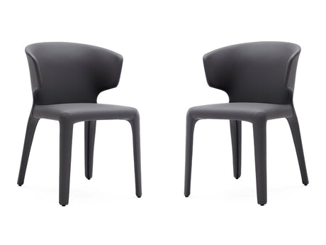 Conrad Leather Dining Chair in Grey (set of 2) - Ornate Home