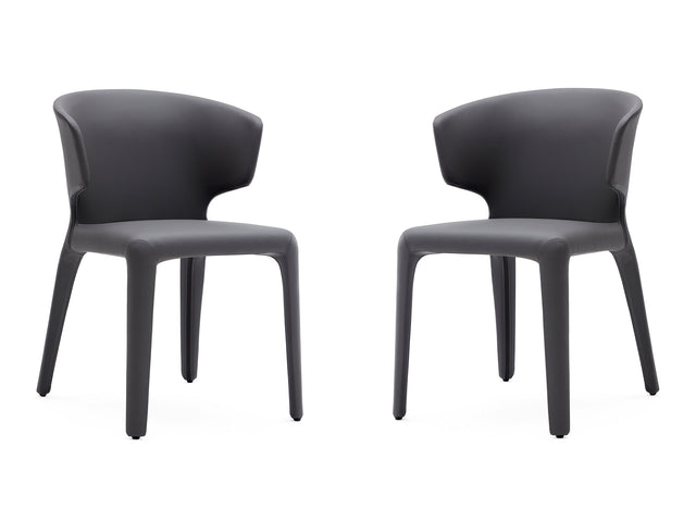 Conrad Leather Dining Chair in Grey (set of 2) - Ornate Home