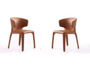 Conrad Leather Dining Chair in Saddle (set of 2) - Ornate Home