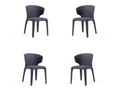 Conrad Woven Tweed Dining Chair in Black (set of 4) - Ornate Home