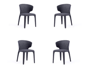 Conrad Woven Tweed Dining Chair in Black (set of 4) - Ornate Home