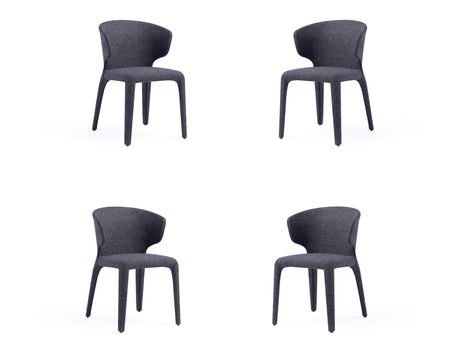 Conrad Woven Tweed Dining Chair in Black (set of 4) - Ornate Home