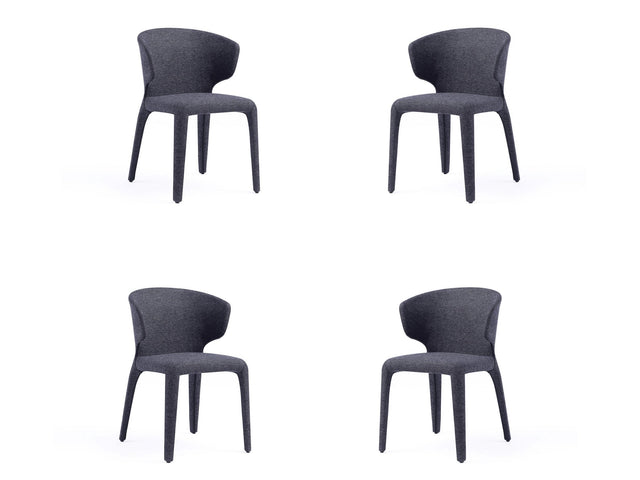 Conrad Woven Tweed Dining Chair in Black (set of 4) - Ornate Home