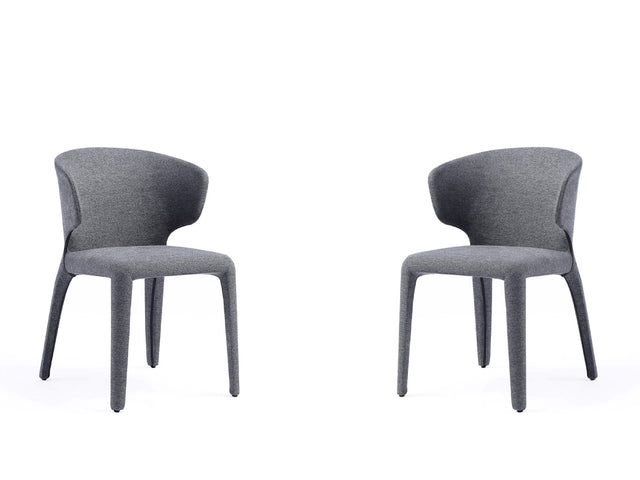 Conrad Woven Tweed Dining Chair in Grey (set of 2) - Ornate Home