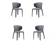 Conrad Woven Tweed Dining Chair in Grey (set of 4) - Ornate Home