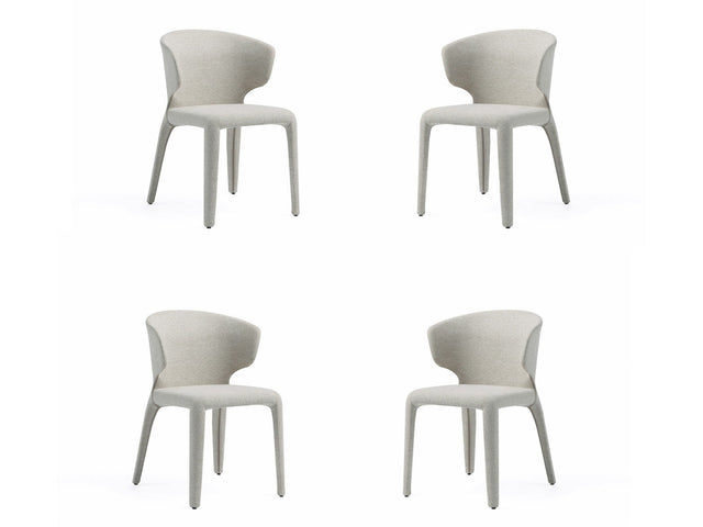 Conrad Woven Tweed Dining Chair in Wheat (set of 4) - Ornate Home