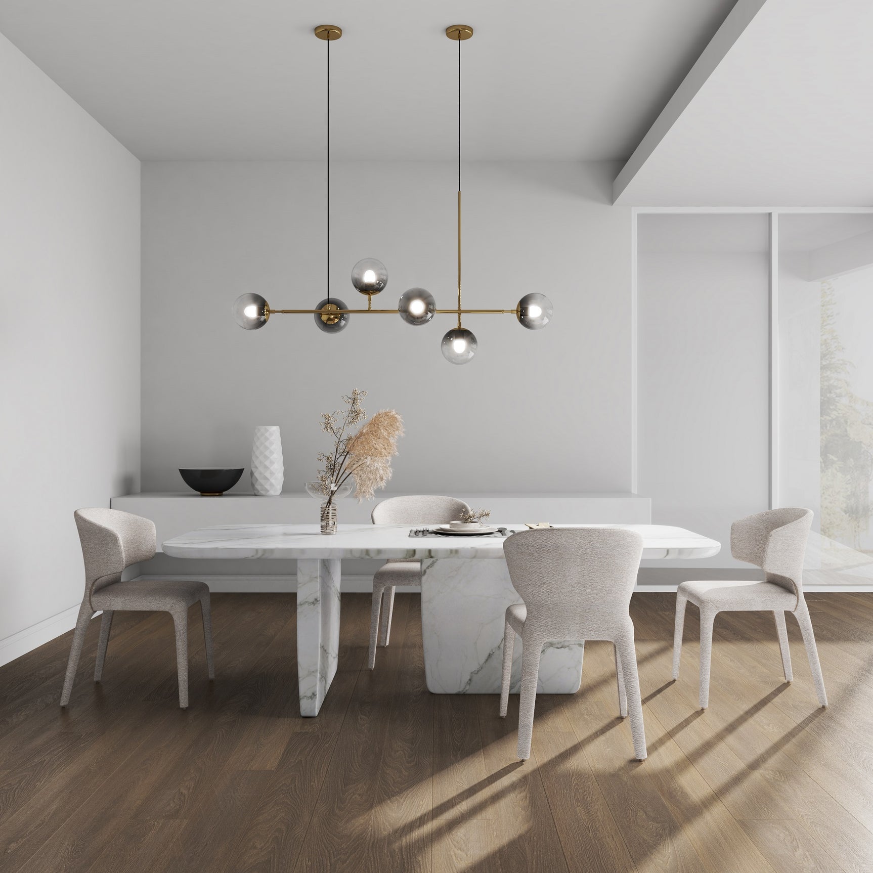 Conrad Woven Tweed Dining Chair in Wheat (set of 4) - Ornate Home