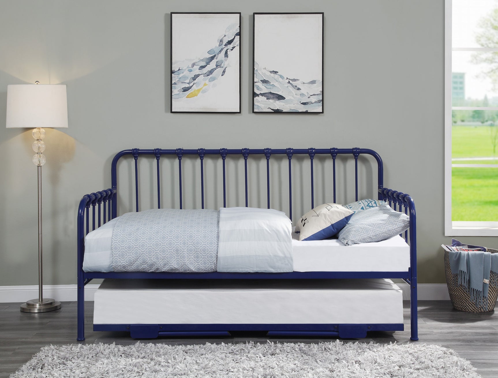 Constance Navy Blue Daybed with Lift-Up Trundle - Ornate Home