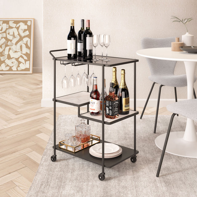 Constanza Black Bar Cart - Ornate Home