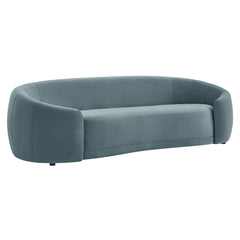 Contessa Cadet Blue Curved Performance Velvet Sofa - Ornate Home