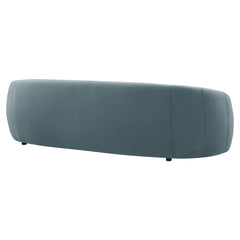 Contessa Cadet Blue Curved Performance Velvet Sofa - Ornate Home