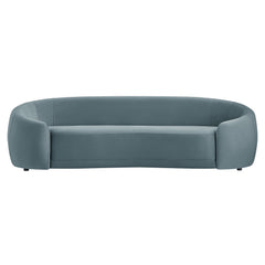 Contessa Cadet Blue Curved Performance Velvet Sofa - Ornate Home
