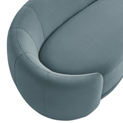 Contessa Cadet Blue Curved Performance Velvet Sofa - Ornate Home