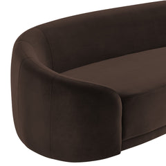 Contessa Chocolate Brown Curved Performance Velvet Sofa - Ornate Home