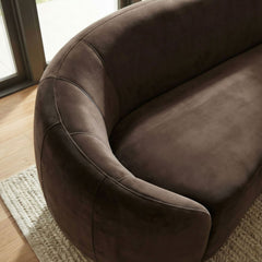 Contessa Chocolate Brown Curved Performance Velvet Sofa - Ornate Home