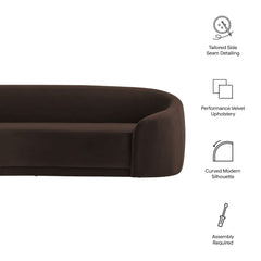 Contessa Chocolate Brown Curved Performance Velvet Sofa - Ornate Home