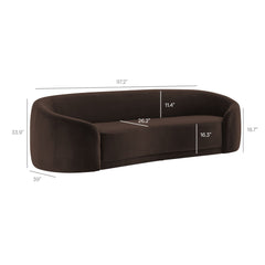 Contessa Chocolate Brown Curved Performance Velvet Sofa - Ornate Home