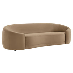 Contessa Taupe Curved Performance Velvet Sofa - Ornate Home