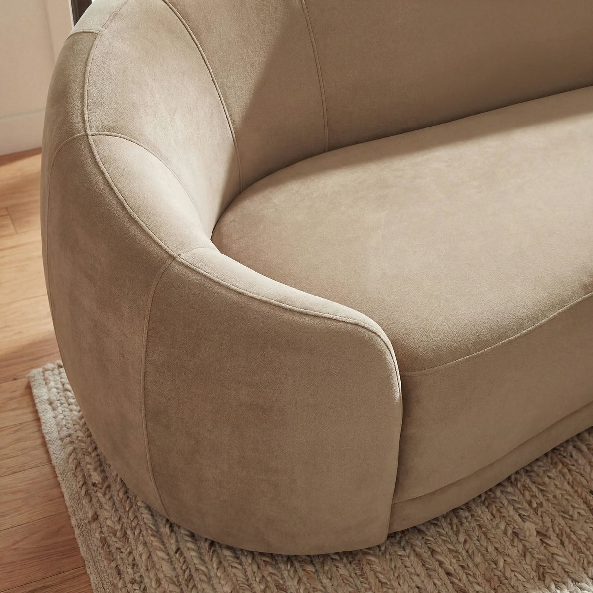 Contessa Taupe Curved Performance Velvet Sofa - Ornate Home