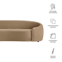 Contessa Taupe Curved Performance Velvet Sofa - Ornate Home