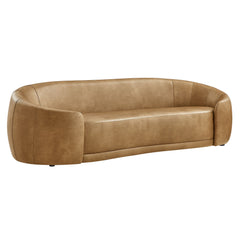 Contessa Toast Curved Vegan Leather Sofa - Ornate Home