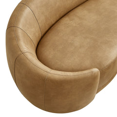 Contessa Toast Curved Vegan Leather Sofa - Ornate Home