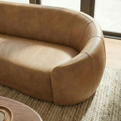 Contessa Toast Curved Vegan Leather Sofa - Ornate Home