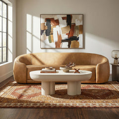 Contessa Toast Curved Vegan Leather Sofa - Ornate Home