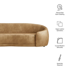 Contessa Toast Curved Vegan Leather Sofa - Ornate Home