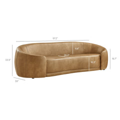 Contessa Toast Curved Vegan Leather Sofa - Ornate Home