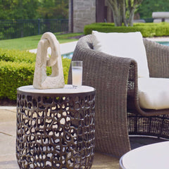 Continuum Brown/White Indoor-Outdoor Stone Sculpture - Ornate Home
