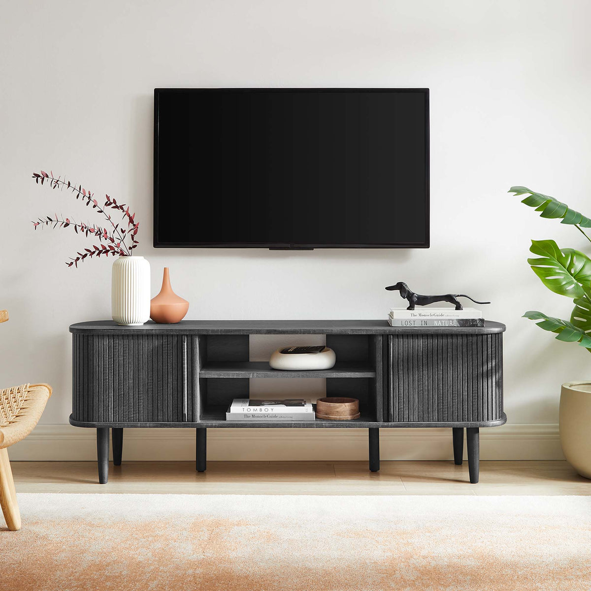Contour Charcoal 55" TV Stand - Ornate Home