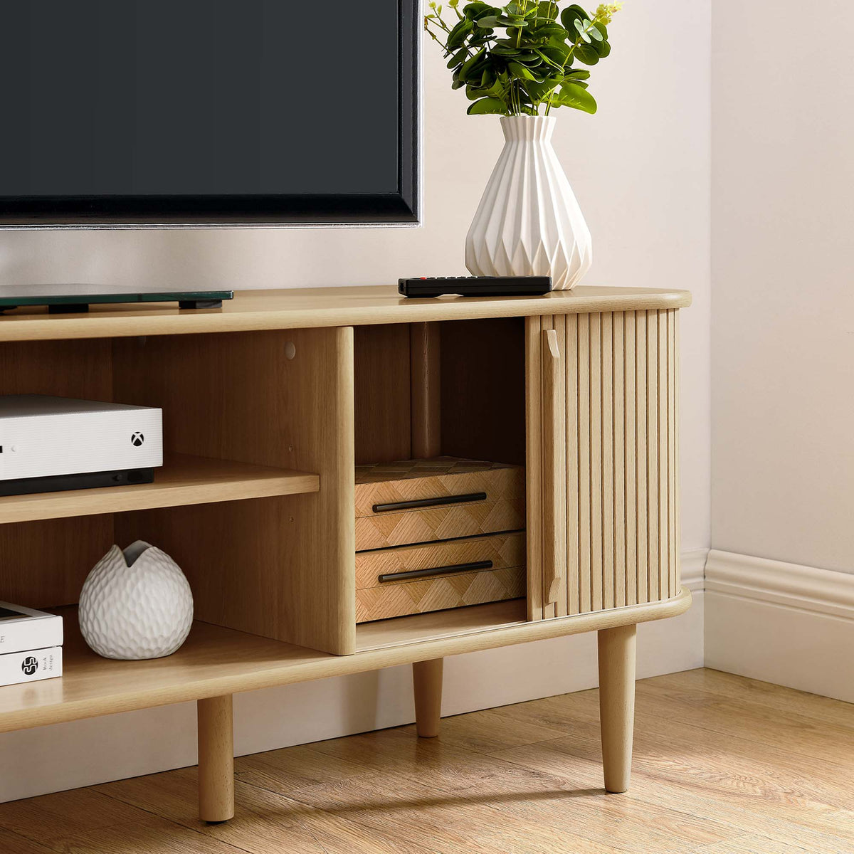 Contour Oak 63" Wood TV Stand - Ornate Home