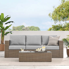 Convene Cappuccino/Gray 2-Piece Outdoor Patio Furniture Set - Ornate Home