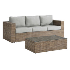 Convene Cappuccino/Gray 2-Piece Outdoor Patio Furniture Set - Ornate Home