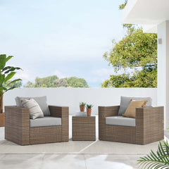 Convene Cappuccino/Gray 3-Piece Outdoor Patio Furniture Set - Ornate Home