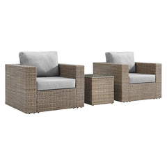 Convene Cappuccino/Gray 3-Piece Outdoor Patio Furniture Set - Ornate Home