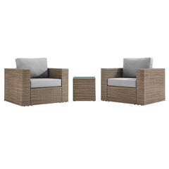 Convene Cappuccino/Gray 3-Piece Outdoor Patio Furniture Set - Ornate Home