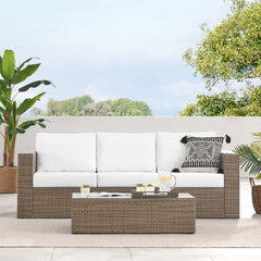 Convene Cappuccino/White 2-Piece Outdoor Patio Furniture Set - Ornate Home