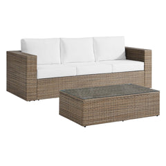 Convene Cappuccino/White 2-Piece Outdoor Patio Furniture Set - Ornate Home